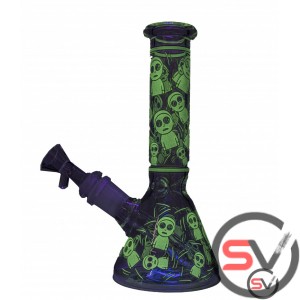 RICK AND MORTY WIDE EYED GLASS BEAKER With ICE CATCHER 8inch (GLOW IN THE DARK)